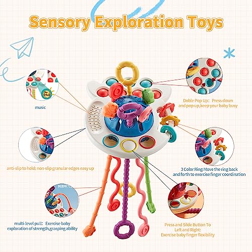 Baby Toys 6 To 12 Months, Montessori Toys For 1 Year Old, Infant Sensory Pull String Toys, Baby Teether Or Teething Toys For 6 8 9 10 12 18 Months, Travel Toys For Car Seat Stroller #TOP3