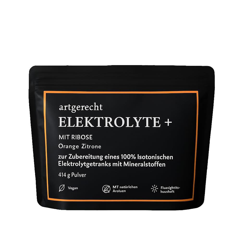 Elektrolytpulver PLUS mit D-Ribose & Orangen Geschmack 414 g / 30 Portionen | Für Hydration, Regeneration & Muskelfunktion | Isotonisch mit Natrium, Kalium, Magnesium, Calcium & Chlorid
