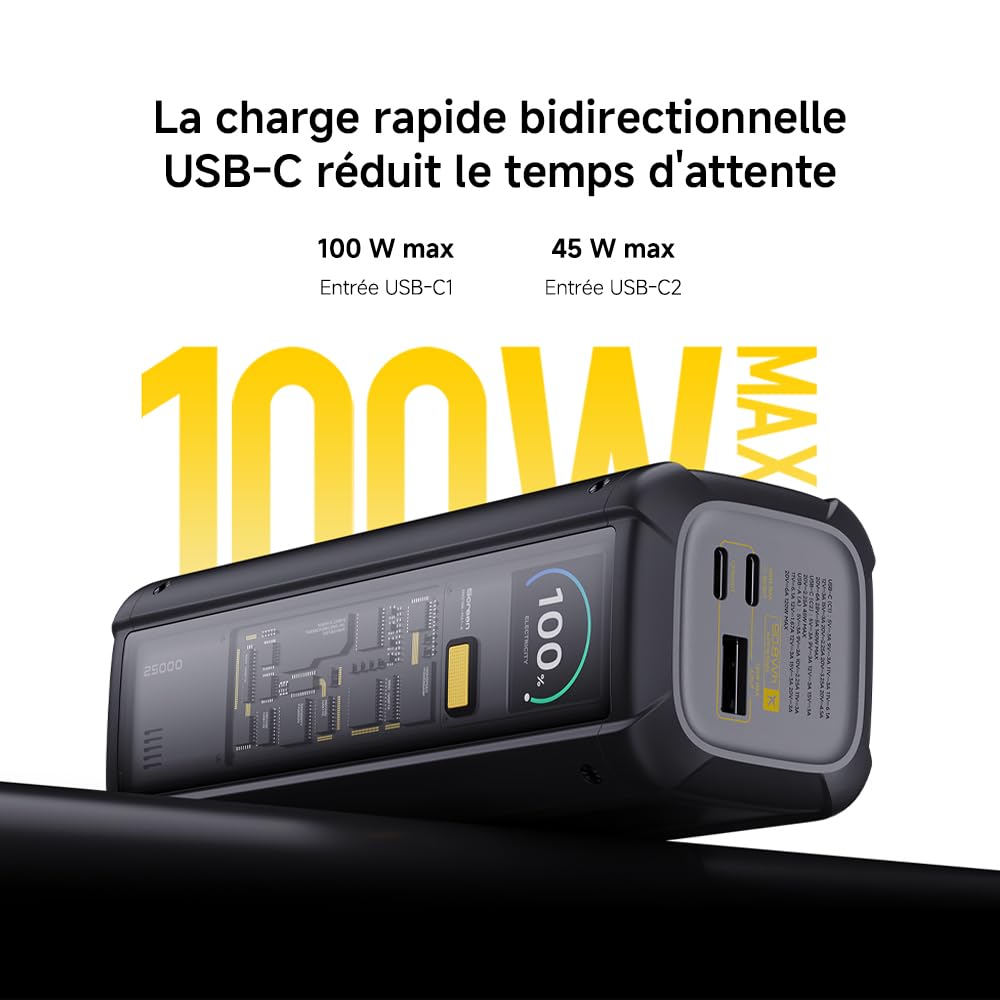 Xiaomi 212W HyperCharge Power Bank 25000mAh, Sortie 3.1 140W, Ultra-Grande capacité avec écran Couleur, Charge Rapide bidirectionnelle USB-C, pour iPhone, Samsung, Xiaomi, Macbook et iPad