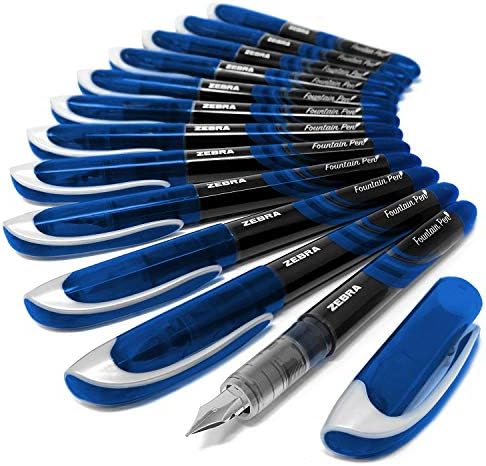 Zebra Fuente, penna stilografica usa e getta, confezione da 12, colore blu Zebra Fuente, penna stilografica usa e getta, confezione da 12, colore blu