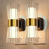 Night Light Plug into Wall, 2 Pack, Dimmable Night Light with Dusk to Dawn Light Sensor, Soft White 3000K, 0-100LM Adjustable Brightness, Unique Elegant Design for Use in Bedroom, Hallways