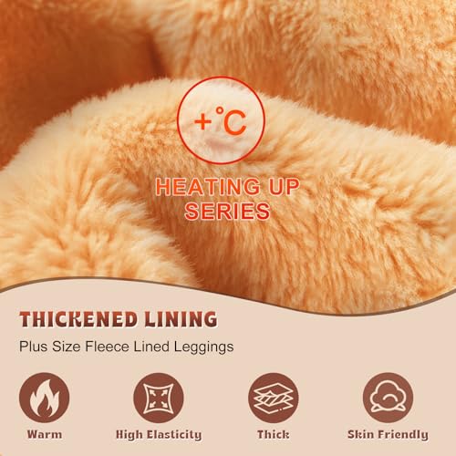 HONGTEYA 2 Pairs Plus Size Fleece Lined Tights Women, Fake Translucent Thermal Tights Pantyhose Sheer Leggings3