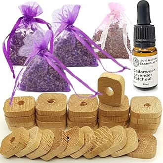 Moth Repellent for Wardrobes Anti Moths Cedarwood Rings Lavender & Patchouli Bags Premium Oil 100% Natural (Medium L)