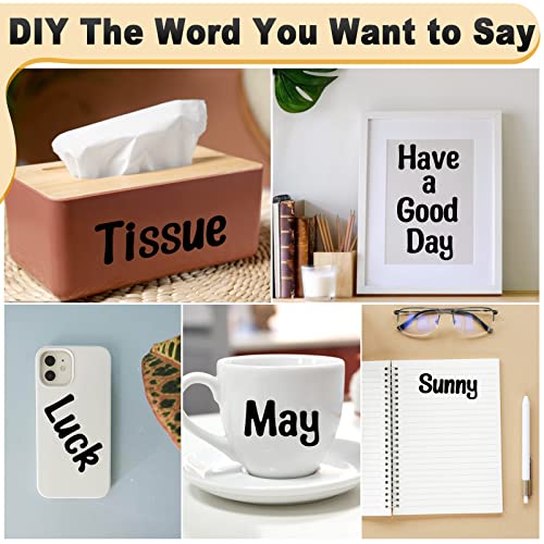 Image of 15 Sheets Letter Stickers, 1890 Alphabets Stickers Self-Adhesive Sticker Letters, Black Vinyl Letter Stickers, Mailbox Numbers Sticker DIY Crafts Art Making for Signs Window Addresses Cars Business