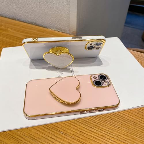 Sutpstmt Cute Case for iPhone 17 Pro 6.3'', Pink Soft Plating TPU Shockproof Protective Cover with Stand, Luxury Bumper Love Heart Holder Kickstand Phone Case for Girls Women by Sutpstmt - Used condition - Image 2