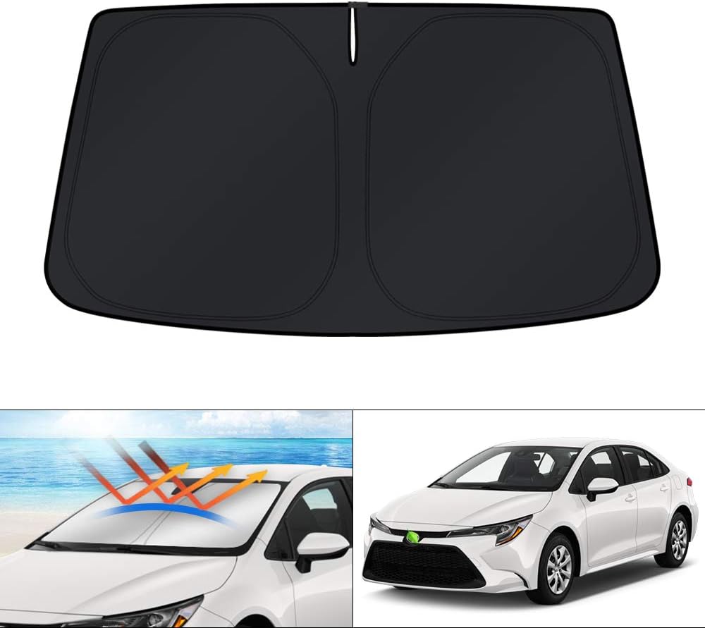 KUST Custom Fit Windshield Sun Shade for 2020-2024 2025 2026 Toyota Corolla (Not for Corolla Cross) Accessories Sunshade Sun Visor Protector Foldable Blocks UV Rays Keep Cooler