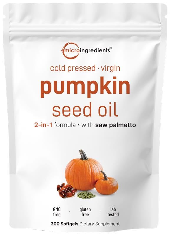 Pumpkin Seed Oil 1000 mg, 300 Liquid Softgel, Powerfully Supports Healthy Urinary System, Prostate and Bladder Health, Non-GMO and Vegan Friendly