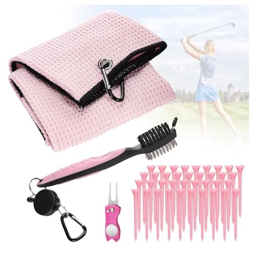 Aulock Conjunto de toalhas e pincéis de golfe - Kit de limpeza de taco de golfe para bolsa de golfe, toalha de microfibra feminina com marcador de bola ferramenta divô para presente de acessórios de