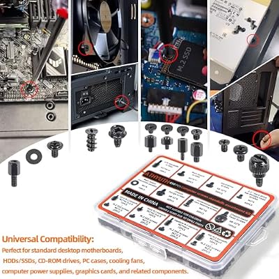 450-Piece Computer Screw Kit for PC Building and Repairing - Includes M.2 SSD Mounting Screws, Motherboard Standoff Screw, PC Case, SSD, HDD & Fan Screws | All-in-One Repair Kit