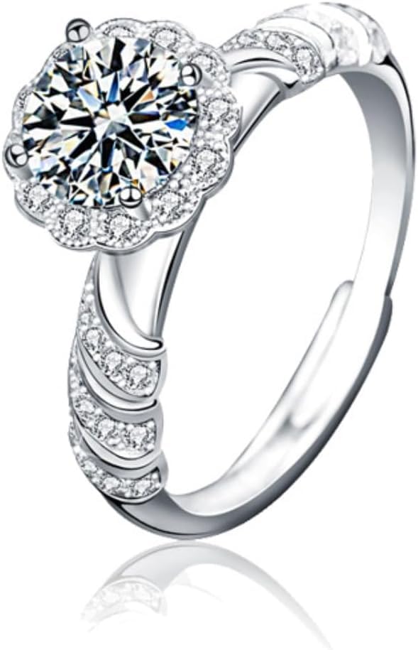 Bague moissanite 1 carat ajustable pour illuminer votre mariage