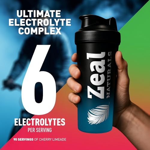 Image of Zeal Electrolyte Powder - 90 Servings | Keto Electrolytes Powder | Zero Sugar, BCAAs, B-Vitamins | Potassium, Zinc, Magnesium | Hydration Powder Recovery Drink | Cherry Limeade