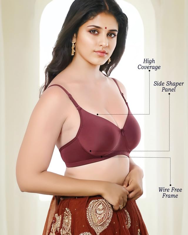 Image of Full Coverage Seamless Soft Comfort Padded Bra,Non-Wired T-Shirt Bra for Women and Girls.