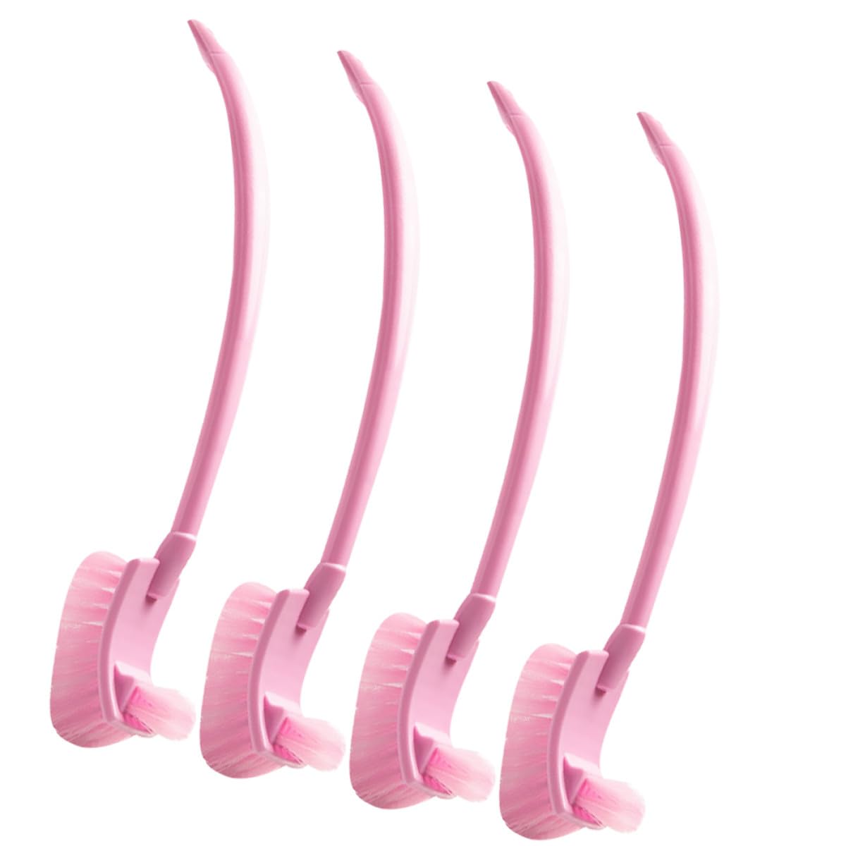 Multi-function Long Handle Toilet Brush Set with Back and Floor Scrub Brushes, Pink Plastic Cleaning Tool for Bathroom and Toilet Corner Deep Cleaning, 4pcs Kit Random Color