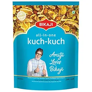Bikaji Kuch Kuch All In One Mixture - 14.11oz (400g) Pack | Authentic Indian Crunchy Farsan For Tea-Time, Party mix| Ready to Eat Blend of Gram Flour Noodles, Pulses, Cornflakes, Nuts & Raisins