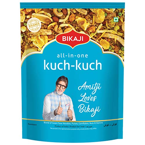 Bikaji Kuch Kuch All In One Mixture - 14.11oz (400g) Pack | Authentic Indian Crunchy Farsan For Tea-Time, Party mix| Ready to Eat Blend of Gram Flour Noodles, Pulses, Cornflakes, Nuts & Raisins