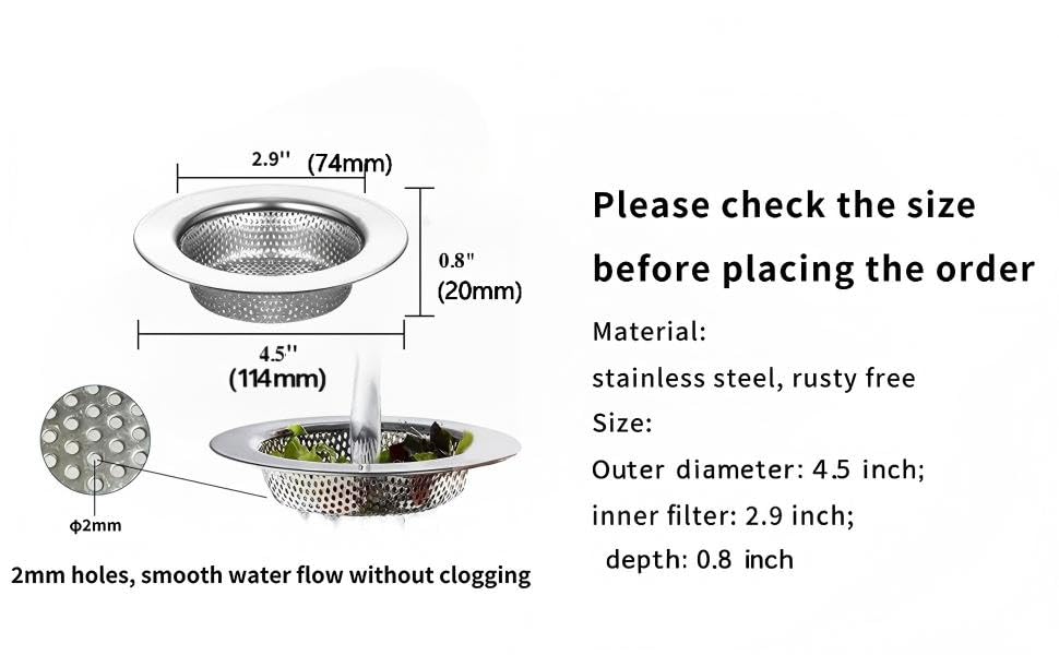 Colador para fregadero de cocina de acero inoxidable 4.5 pulgadas miniatura 3