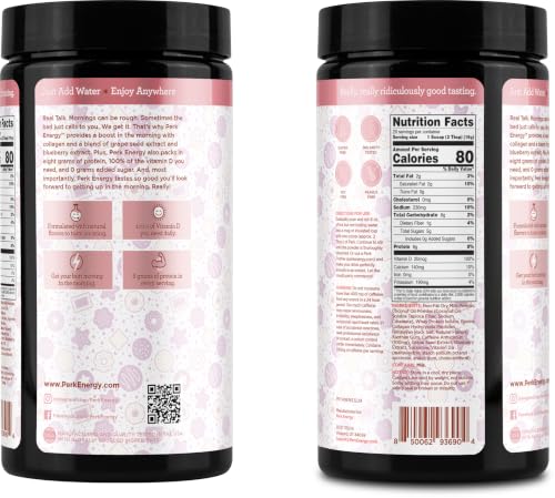 Image of Perk Energy Drink Mix (Sugar Cookie) 20 Servings, Gluten-Free, Soy-Free | Caffeinated Healthy Coffee Alternative with Protein, 100mg of Caffeine, Peanut-Free