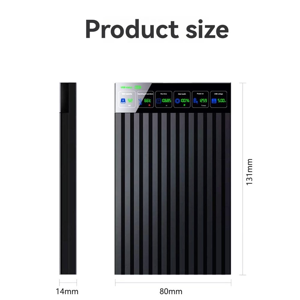 Zewnętrzny dysk twardy 512 GB 6 Gb/s 2,5 na dysk twardy C Adapter z inteligentnym wyświetlaczem cyfrowym do użytku w laptopie PC