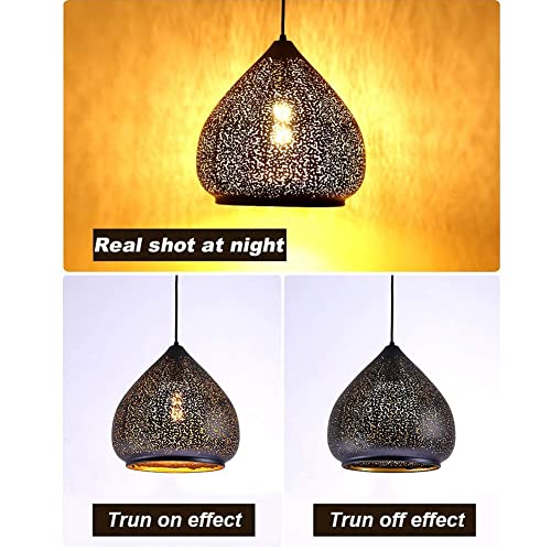 Enkuode Vintage Moroccan Pendant Light Retro Industrial Loft Ceiling Hanging Droplight E27 Carved Iron Art Lampshade Mosaic Decor Chandelier For Restaurant Cafe Bar Kitchen (20Cm) #TOP3