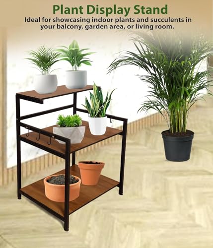 Image of Heavy Duty Metal Microwave Oven Stand with Storage Shelves | 3 Tier Kitchen Organizer Rack with Hooks | Suitable for Microwave, OTG & Kitchen Appliances