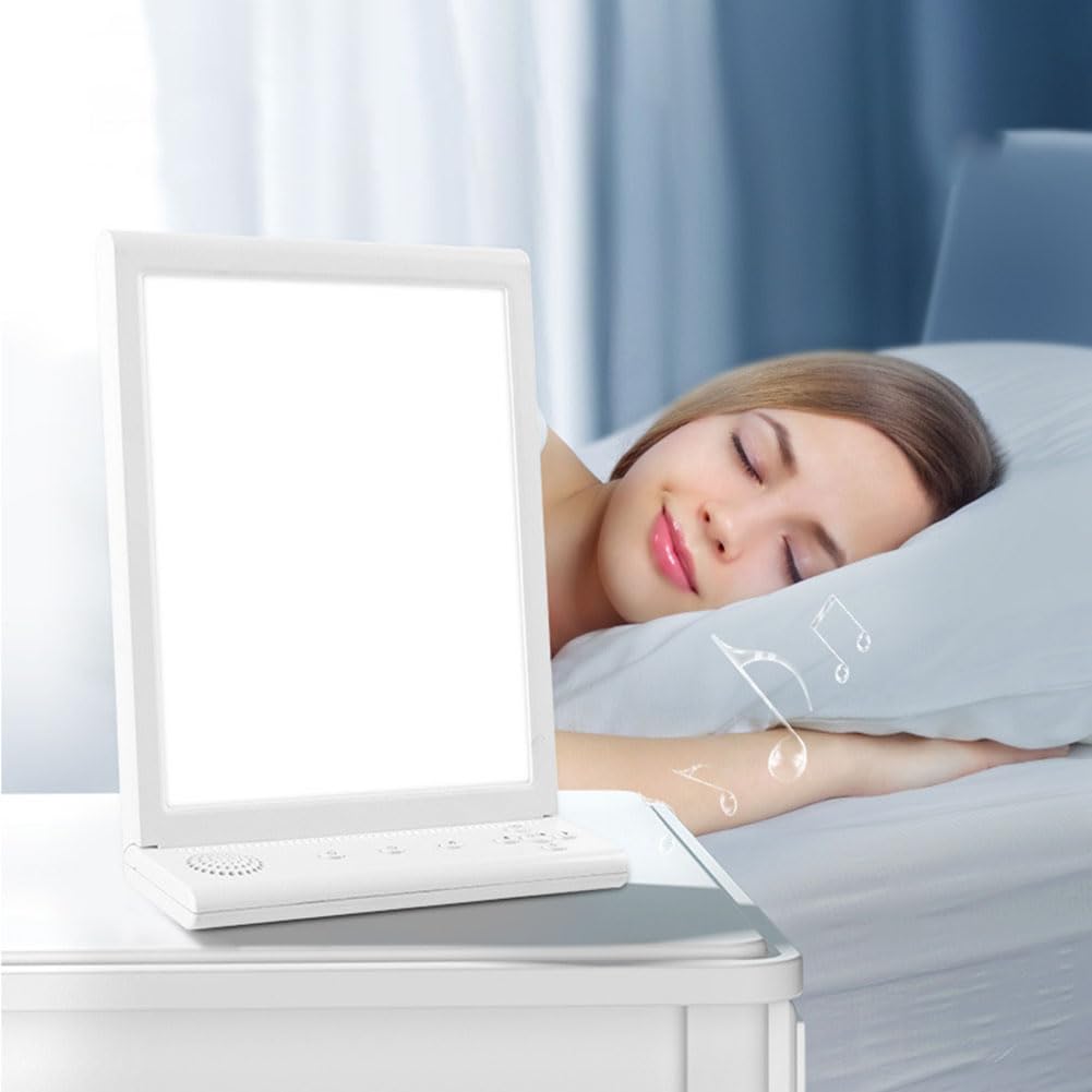 Tageslichtlampe mit 10 Weißes Rauschen LED Lichttherapielampe 20000 Lux Daylight Lampe Touch Control und Verstellbarer Sonnenlicht Lampe 3 Farbtemperaturen 6 Timer Tageslichtleuchte Simulation