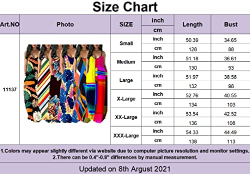 Womens Casual Maxi Dresses V Neck Adjustable Spaghetti Strap Sleeveless Banana Leaf Blue Colorful Sundresses Plus Size With Pockets Summer #TOP2