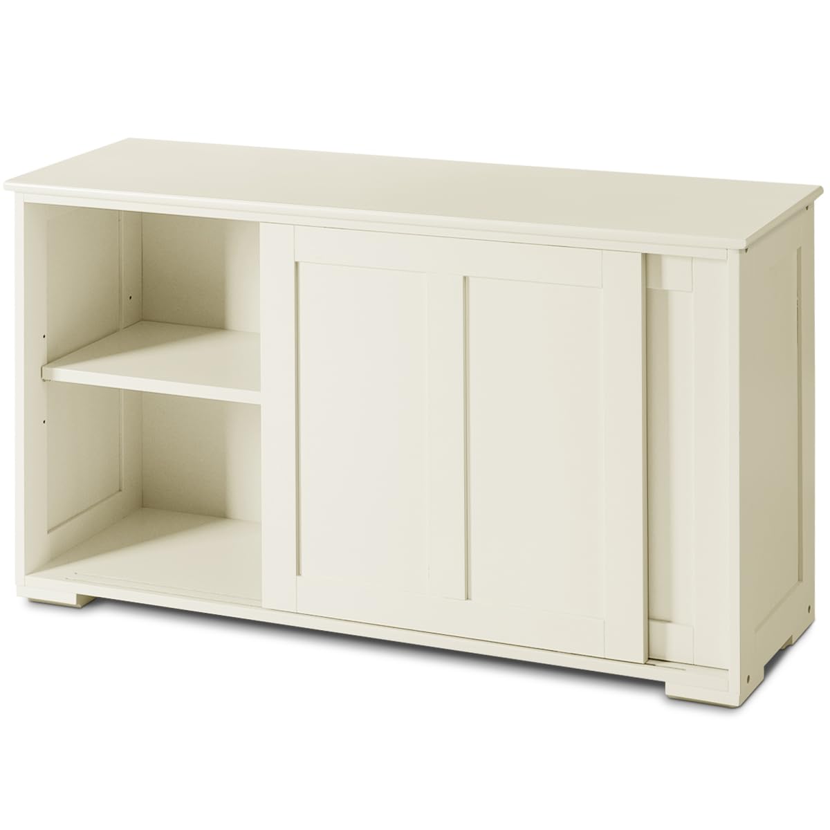 Armadietto da Cucina Salvaspazio, con Piano Superiore e 2 Ante Scorrevoli, Mobile Cucina Multiuso per Soggiorno Ingresso Ufficio, Design Moderno, 106,7 x 62,5 x 33cm (CREMA)