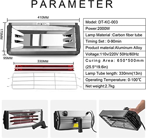 Lampe infrarouge 2000W pour séchage de peinture et chauffage de cuisson portatif