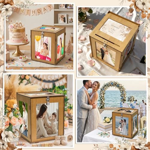 Boîte cadeau de mariage rotative en bois pour sublimer vos tables de fête et anniversaires - 8