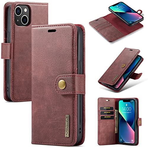 Coque iPhone 13 magnétique amovible 2 en 1 étui portefeuille cuir béquille antichoc