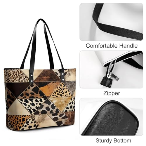 Bolso tote de cuero para mujer, bolso multiusos de cuero con grano cruzado, ideal para trabajo y viajes, cartera diaria para mujeres miniatura 6