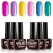 Gellen UV Gel Nail Polish Set - 6 Colors Rainbow Disco Series Popular Vivid Colorful Nail Gel Manicure Kit