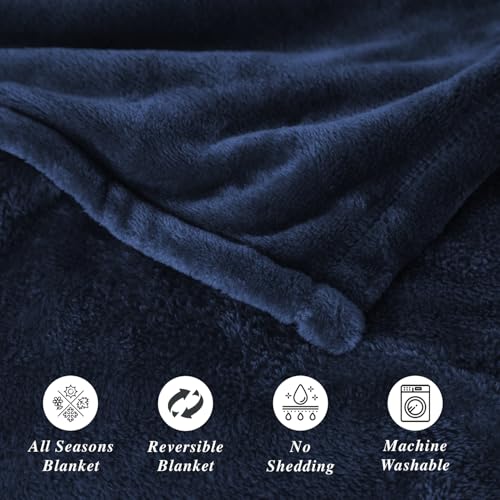 Image of Cloth Fusion Nimbus 280 GSM Fleece Blanket, Navy, Double 86x88 inches | Double-Brushed Both Sides, Anti-Pilling Weave, Colour-Lock Dye, Reinforced Stitching, Machine Washable