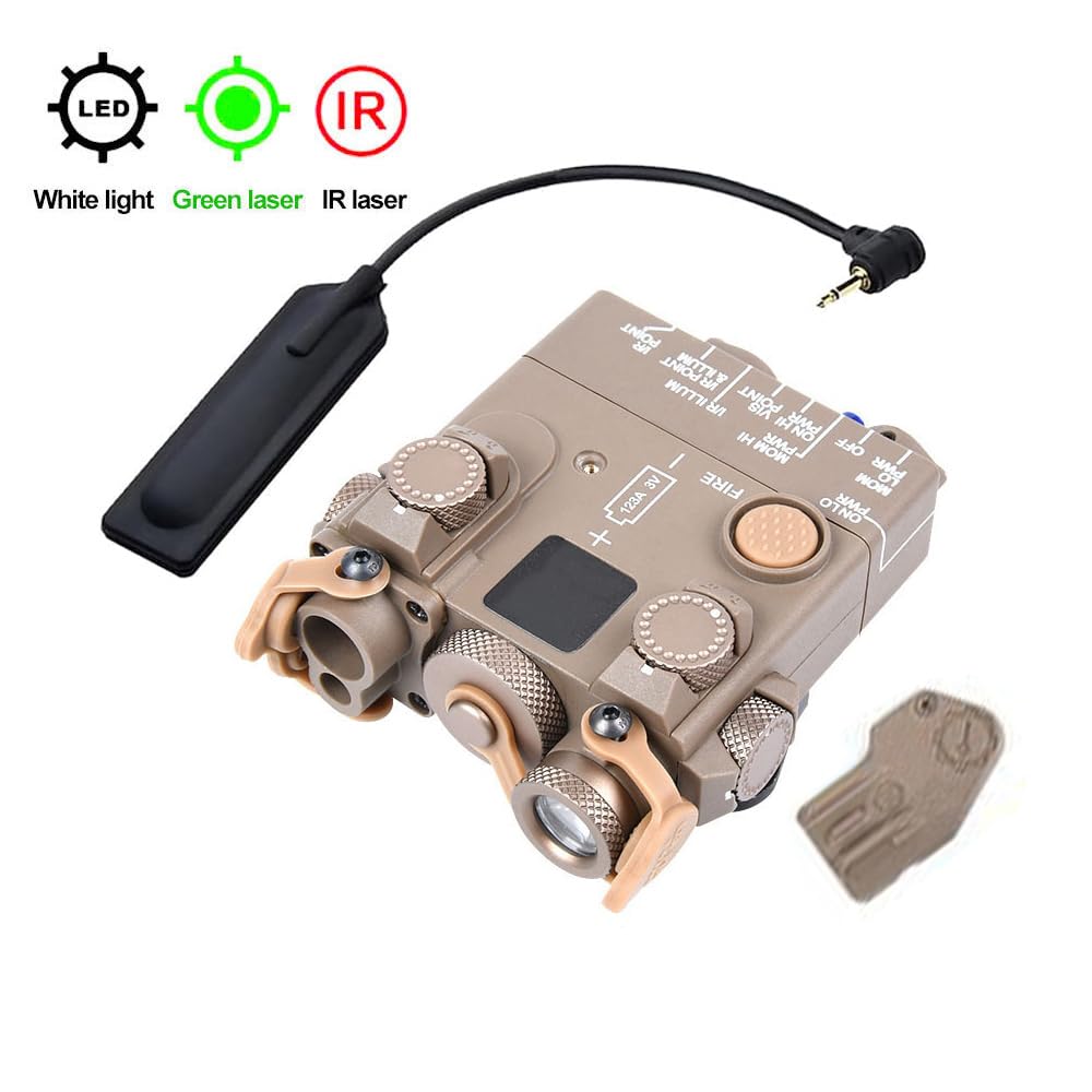 Nylon DL-A2 Aiming Laser Sight Box(with IR Laser + Whitelight LED Flashlight & Mount+Green Laser) & Modular Remote Wire Pressure Switch Combo, DE