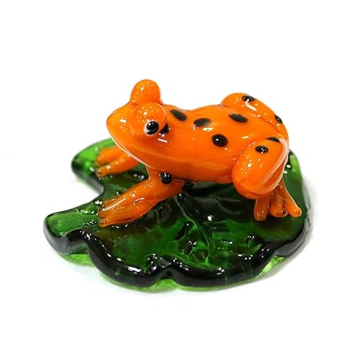 LiuliuBull Süße handgemachte Glas Frosch Figur auf Lotusblatt Pastorale Stil Kreative Design Fee Garten Hängende Tierdekoration Anhänger (Color : Orange, Size : About 5.3cmx5.3cm) Cover
