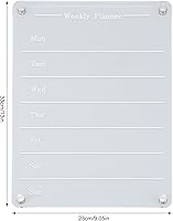Vista 2 de Clear Acrylic Refrigerator Magnetic Planning Board, 33x23cm, Weekly Schedule - Reusable Wet Dry Erase, Transparent Surface, Home and Office Organizer