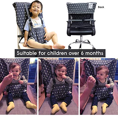 Portable Baby High Chair Safety Seat Harness for Toddler, Baby Travel Essential Easy High Booster Seat Cover for Infant Eating Feeding Camping with Adjustable Straps Shoulder Belt,Holds Up to 38lbs. - Thumbnail 4