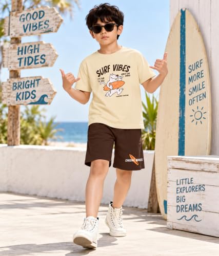Image of KYDA KIDS Boys 100% Cotton Regular fit T-Shirt Shorts Clothing Set | Kids Co-Ord Set | Half Sleeve T-Shirt with Matching Shorts | Soft Breathable Fabric | Comfortable Stylish Casual Wear