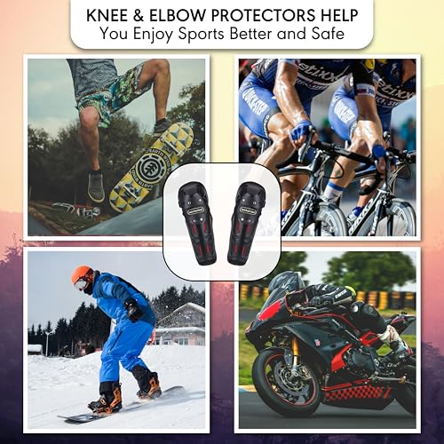 Image of OBEROI'S TRADERS Motorcycle Riding Knee and Elbow Guard Protector | Breathable & Adjustable Shin Pads | for Bike Racing
