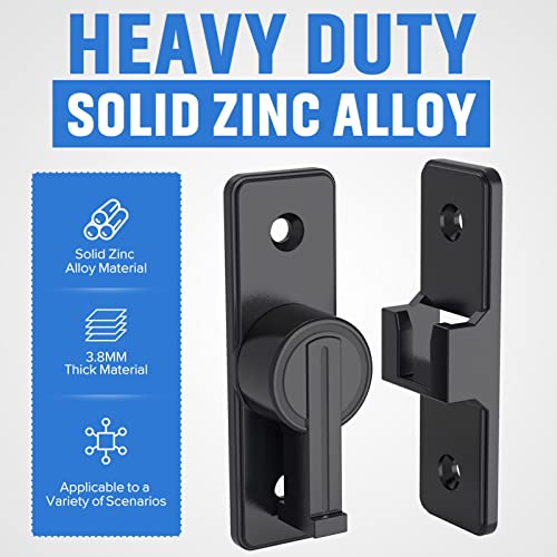 90 Degree Flip Barn Door Lock, Heavy Duty Gate Latches Flip Latch Safety Door Bolt Latch Lock, Sliding Barn Door Lock Gate Latch Lock Suitable For Garden, Bathroom, Garage (1 Pack Matte Black) #TOP1