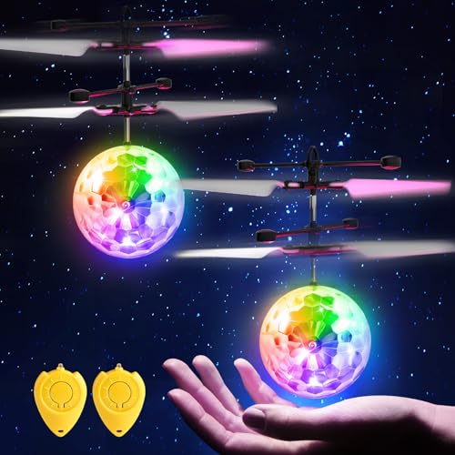 Ocditikl 2 Pack Flying Orb Ball, LED Glowing Orbiter Toy for Indoor Outdoor Kids Games - Birthday...