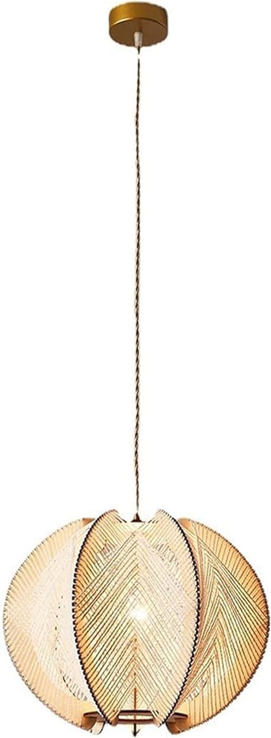 LYMSXAZOU Boho Chandelier Rustic Hemp Rope Farmhouse Woven Pendant Light V-intage Rattan Wicker Basket Ceiling Lamp