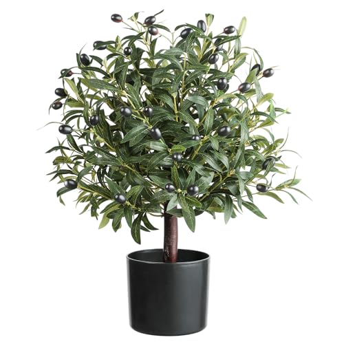 25' Tall Artificial Olive Topiary Ball Tree with Leaves and Fruits, Olive Boxwood Topiary Ball...