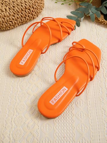 GORGLITTER Women's Criss Cross Strap Flat Sandals Ring Toe Thong Flip Flop4