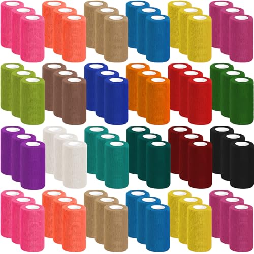 54 Pack Colorful Self Adhesive Bandage Wrap Bulk 4 Inch x 5 Yards Cohesive Bandage,Vet Wrap Breathable Elastic Self-Adherent Tape for Stretch Athletic Sports Wrist Ankle Dogs Pet Vet Wrap - Thumbnail 7