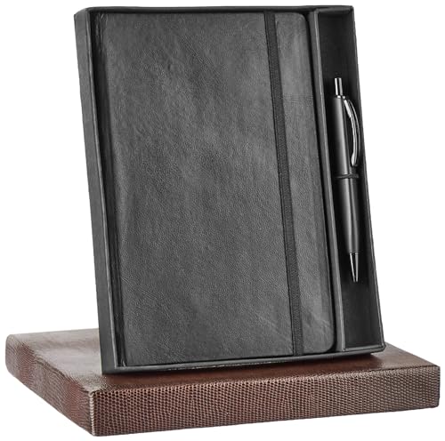 Image of amazon basics A5 Journal /Notebook /Diary with Ribbon Bookmark & Pen | Gift Set For Corporate and Personal Occasions(Black)