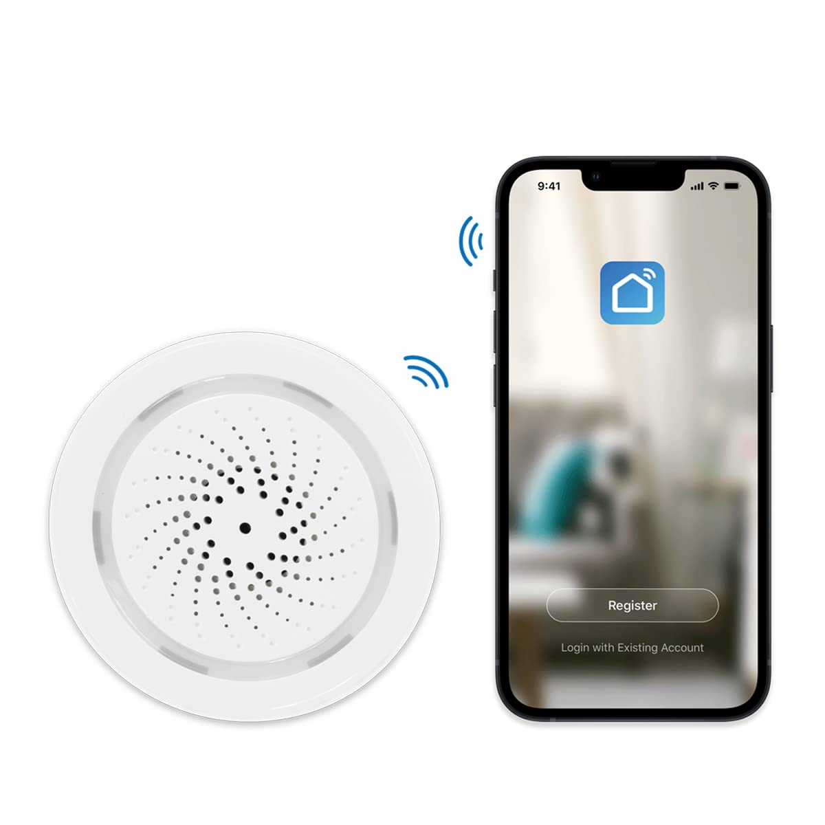 LogiLink SH0110 - Wi-Fi Smart Home Alarmsirene (90db), über App steuerbar, IP20, Tuya kompatibel, unterstützt Amazon Alexa und Google Home