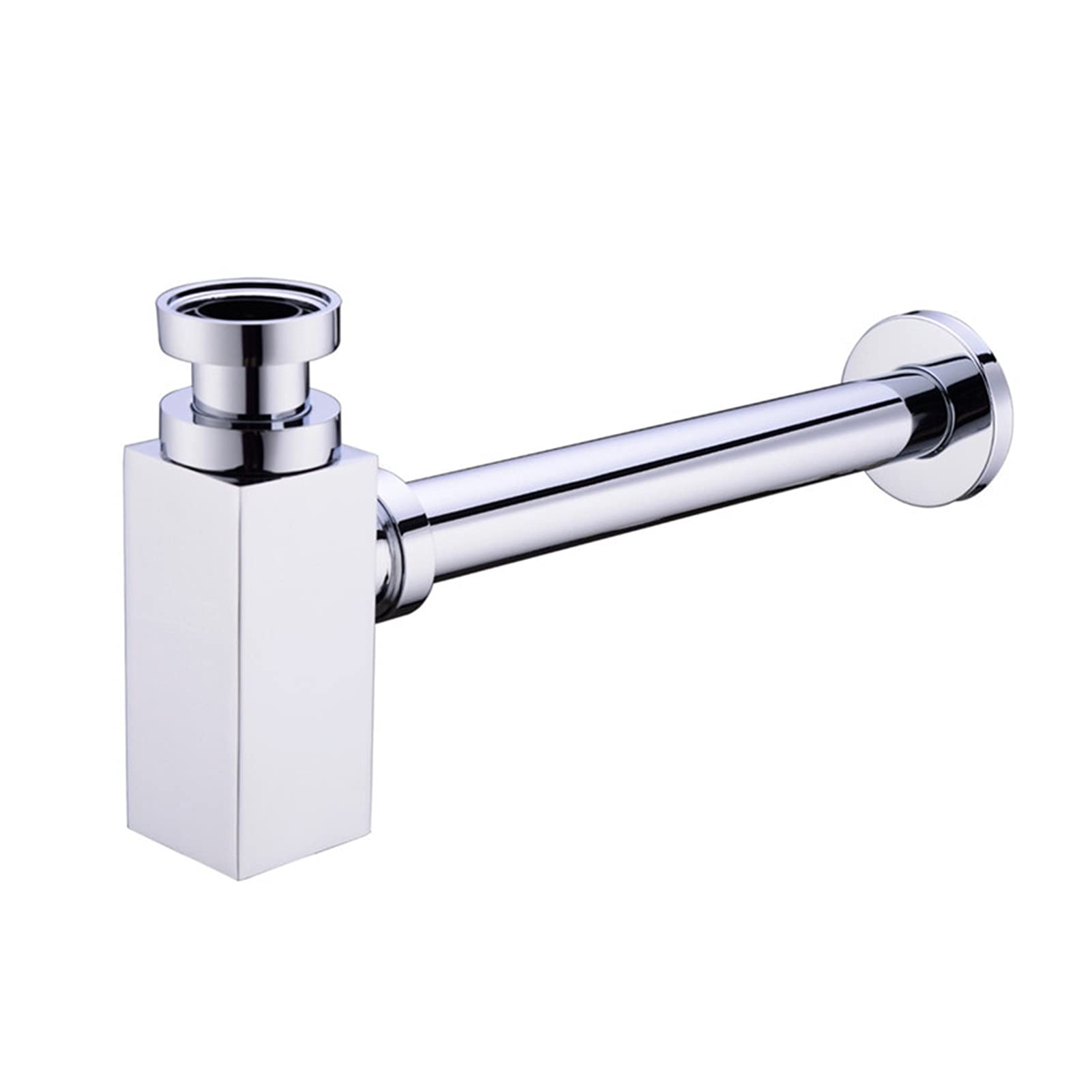 Trampa para Botellas de latón Fregadero del baño Lavabo del tocador Tubería de desagüe de residuos Escurridor de sifón Exquisito (Color : Black) (Cromo)