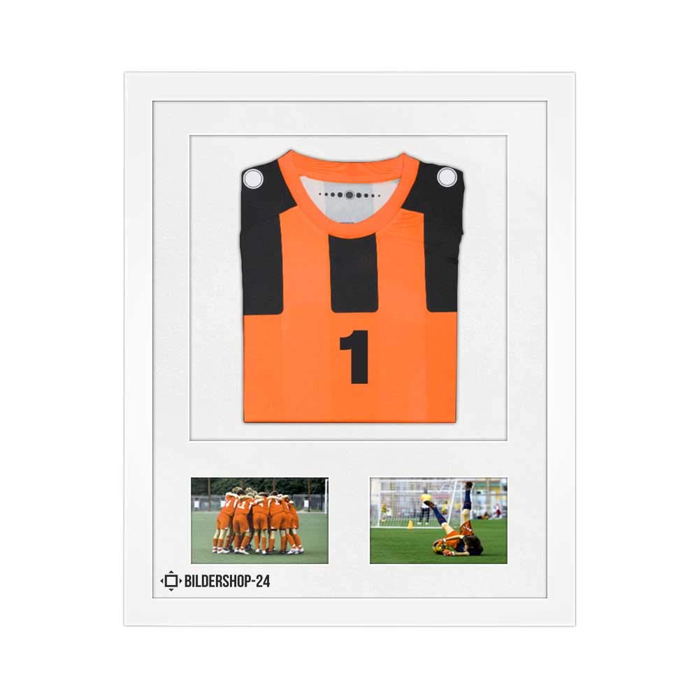Bildershop-24 Bilderrahmen Trikotrahmen stabil RahmBig Weiß 50 X 70 cm Rahmen für Trikots, Sport Shirts + Passepartout Reinweiß