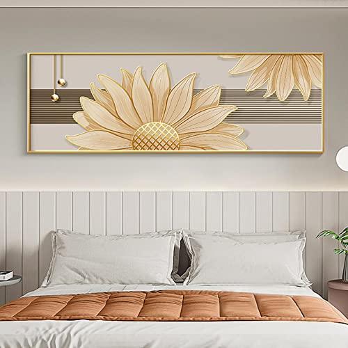 Peinture fleur style chinois grand format vertical pour habiller un mur vide